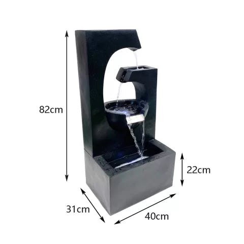 Yin Yang Design Water Feature With LED Lighting