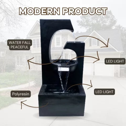 Yin Yang Design Water Feature With LED Lighting