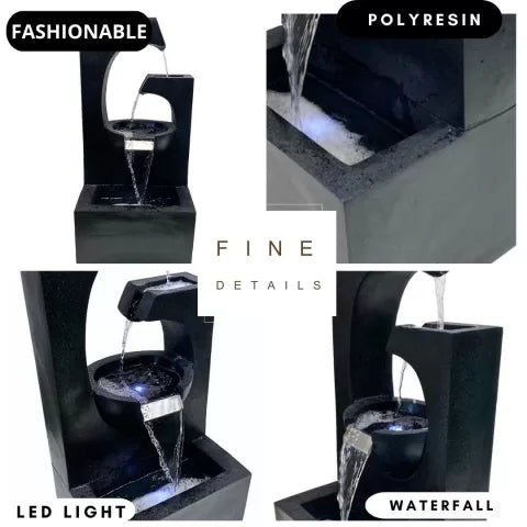 Yin Yang Design Water Feature With LED Lighting