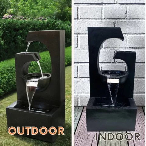Yin Yang Design Water Feature With LED Lighting