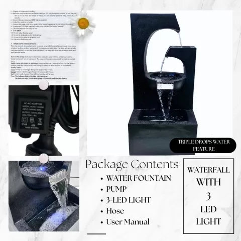 Yin Yang Design Water Feature With LED Lighting