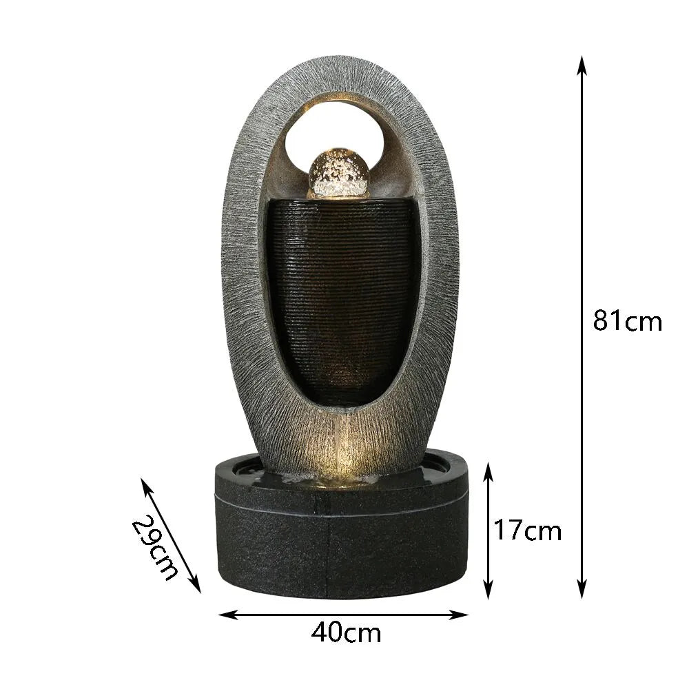 Modern Orb Glow Crystal Oval LED Light Water Feature