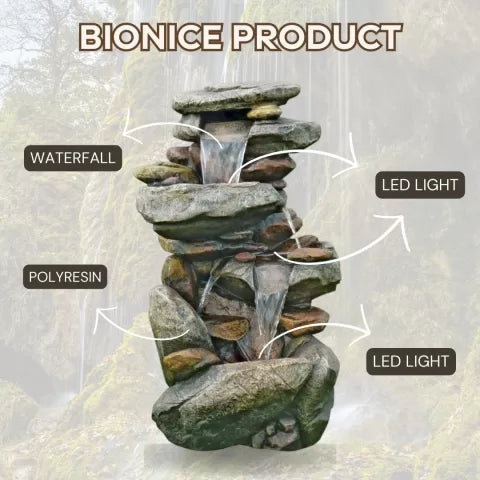 Mountain Stream Layered Rock LED Light Water Fountian