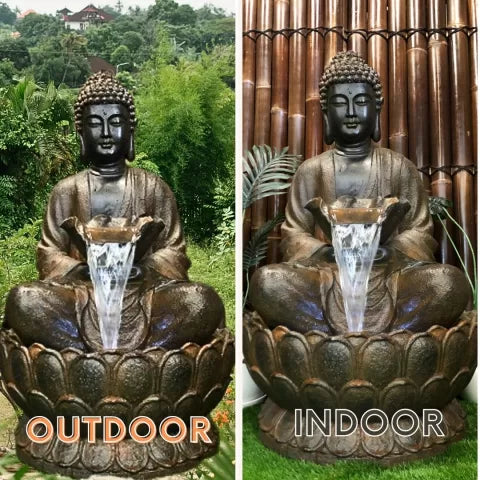 Zenora Buddha Bowl LED Light Water Feature with Lotus