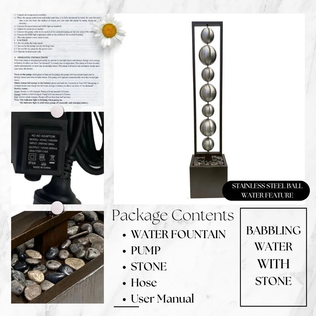 Steel Balls Water Feature with Metal Base