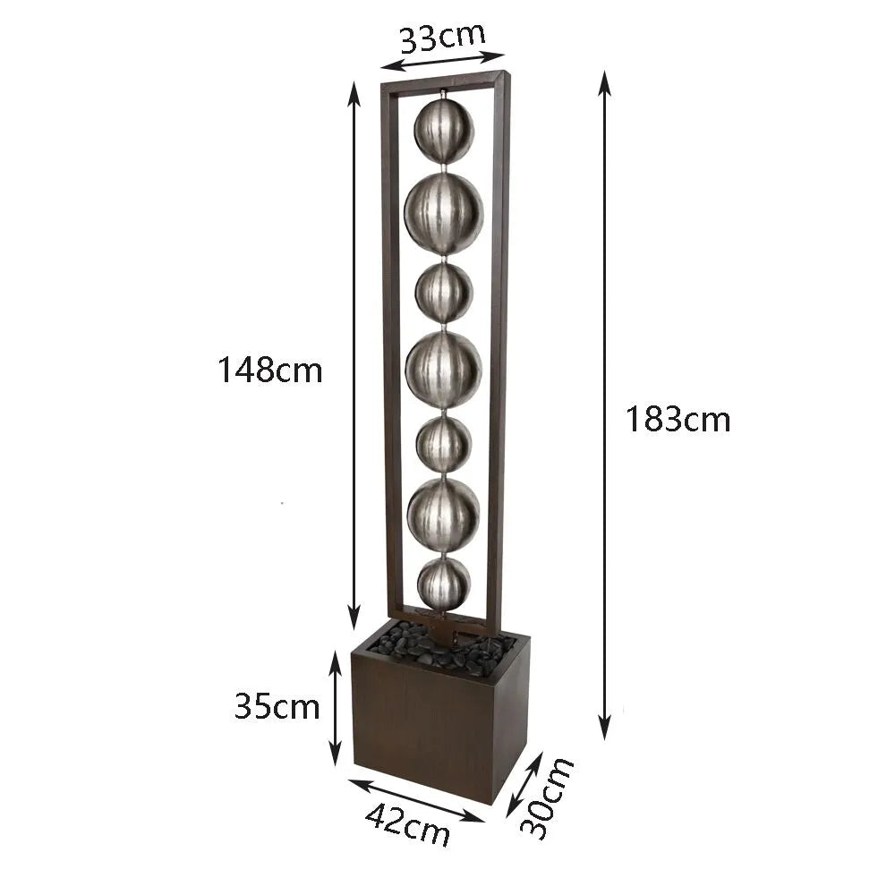 Steel Balls Water Feature with Metal Base