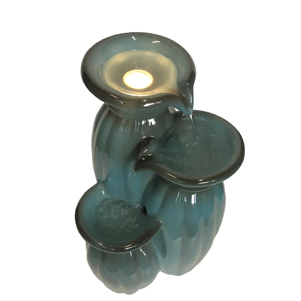 Triple Ceramic Vase Water Feature With LED Lighting