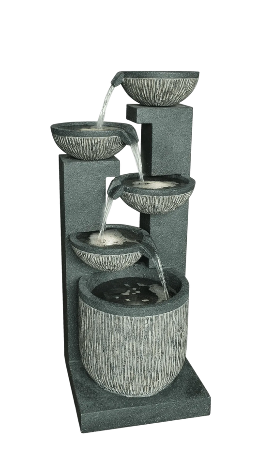 Modern Cascading Bowls Water Feature with LED Lights