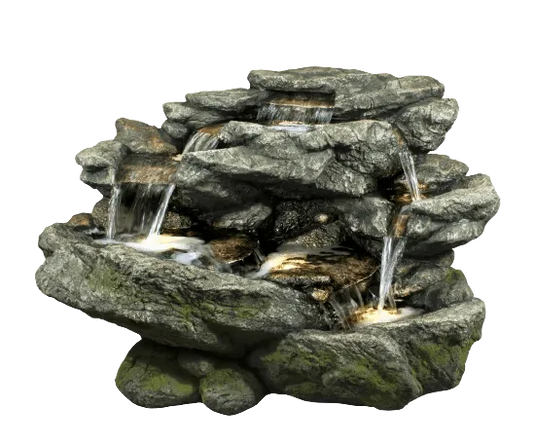 Garden Rock Waterfall Water Feature With LED Light