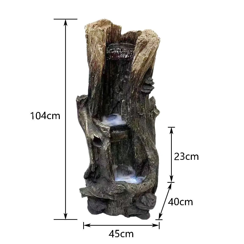 Rustic Tree Trunk LED Light Water Feature