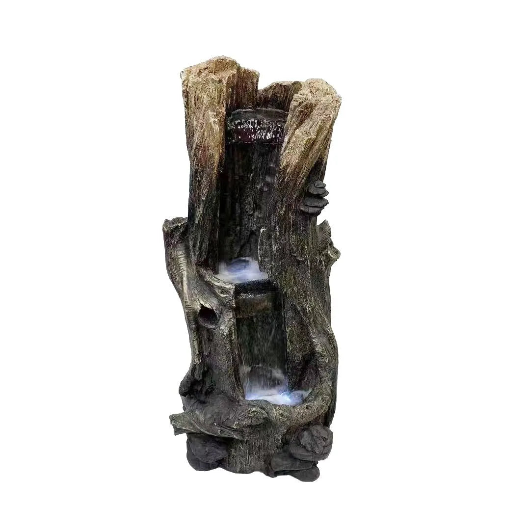 Rustic Tree Trunk LED Light Water Feature